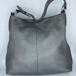 Coach Adjustable Silver Metallic Leather Bag